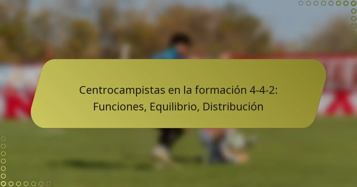 Centrocampistas en la formación 4-4-2: Funciones, Equilibrio, Distribución