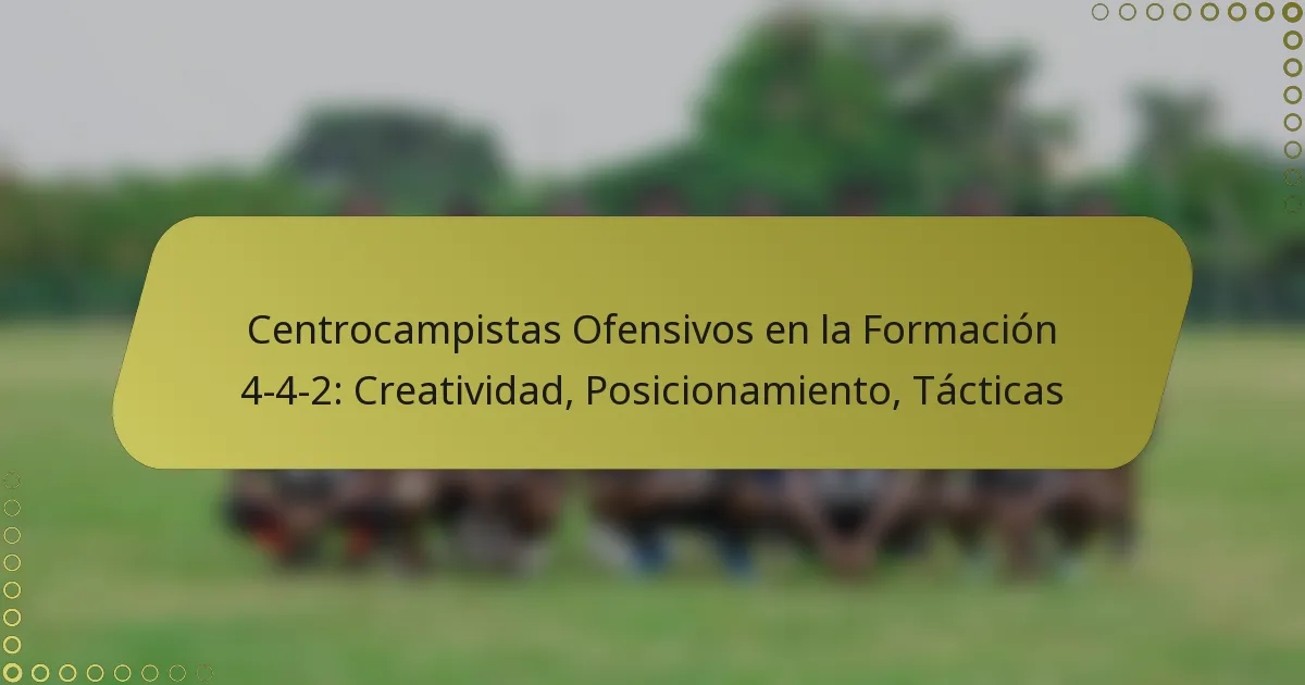 Centrocampistas Ofensivos en la Formación 4-4-2: Creatividad, Posicionamiento, Tácticas