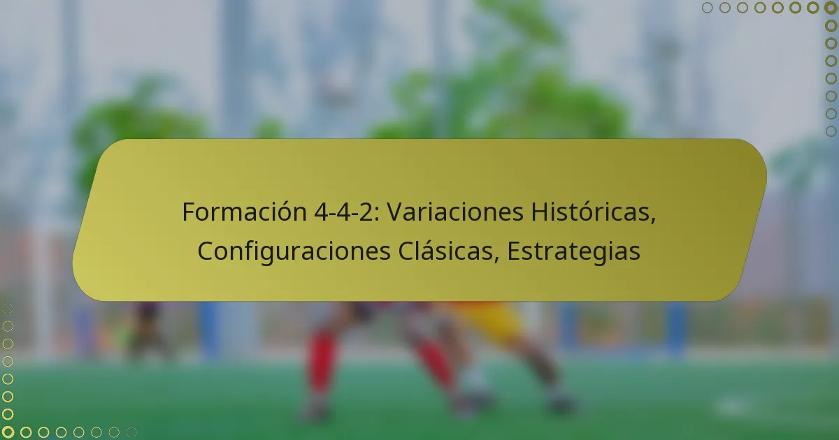 Formación 4-4-2: Variaciones Históricas, Configuraciones Clásicas, Estrategias